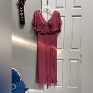 Chic V-Neck Maxi Dress in Dusty Rose